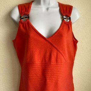 Ladies August Silk Orange Sleeveless Top Size M  NWT